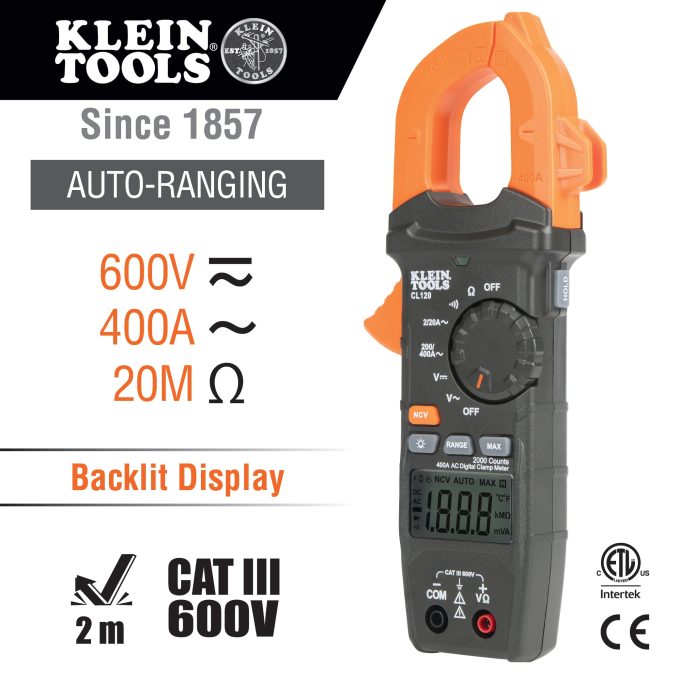 Klein Tools CL120 Digital Clamp Meter, AC Auto-Ranging 400 Amp - Image 11