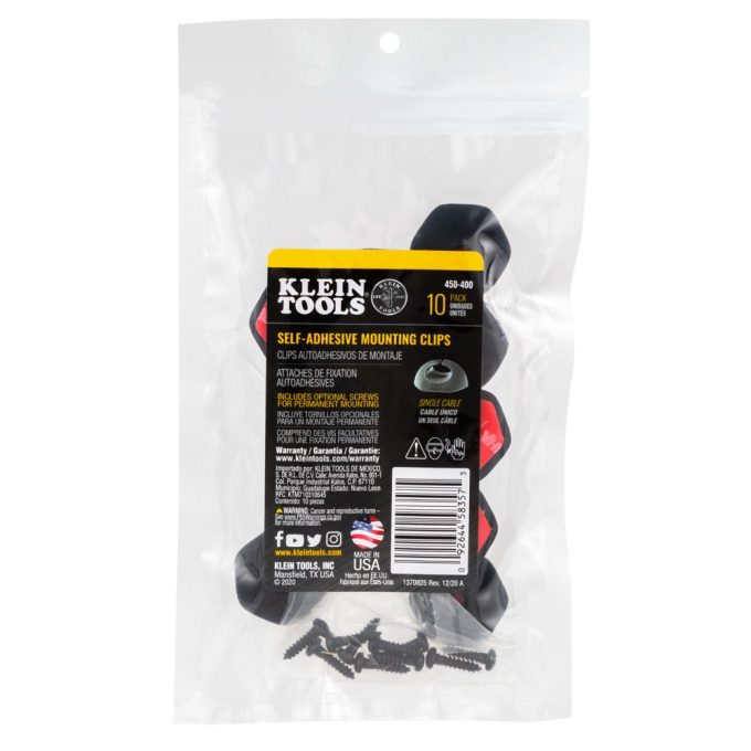 Klein Tools 450-410 Self-Adhesive Cable Mounting Clips, 3-Slot (10-Pack) - Image 13