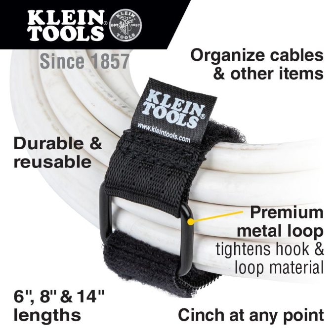 Klein Tools 450-600 Hook and Loop Cinch Straps, 6-Inch, 8-Inch and 14-Inch Multi-Pack - Image 7