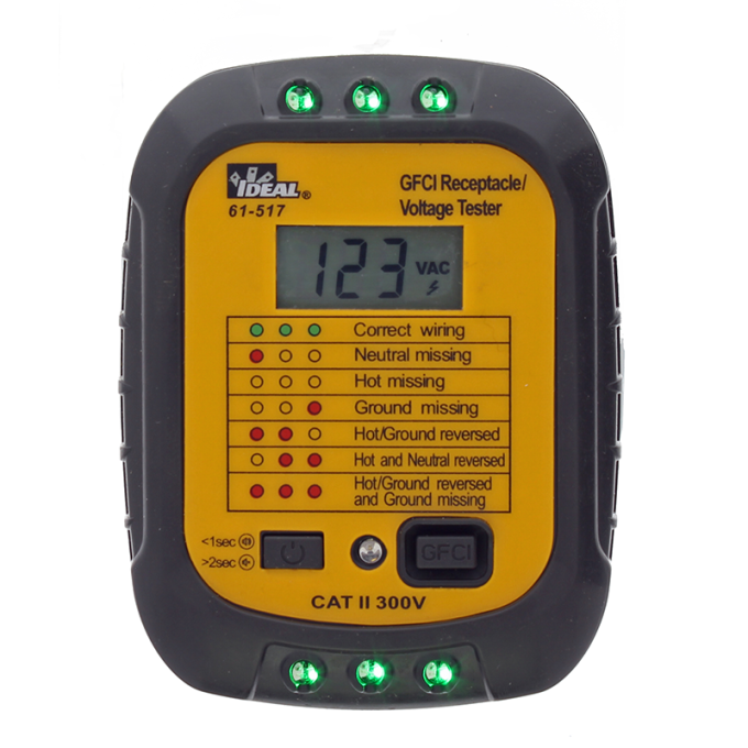 Ideal 61-517 120V AC GFCI Receptacle Voltage Tester - Image 2