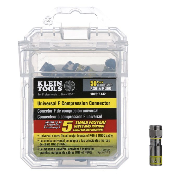 Klein Tools VDV812-612 Universal F Compression Connectors RG6/6Q 50-Pack - Image 2
