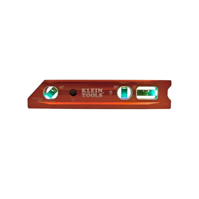Klein Tools 935RBLT Lighted Level, Magnetic Torpedo, 3 Vial, V-Groove and Magnet Track - Image 4