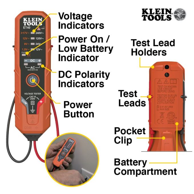 Klein Tools CL120VP Clamp Meter Electrical Test Kit - Image 14